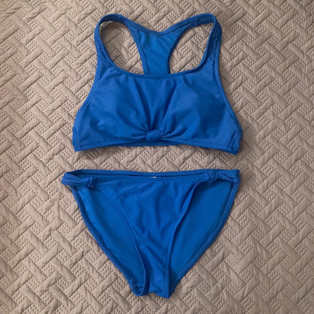 Tie Front Blue Bikini Set